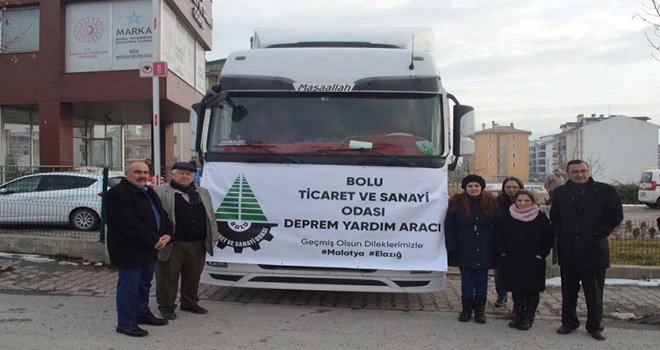 BOLU TSO DEPREM YARDIM ARACI YOLA ÇIKTI 