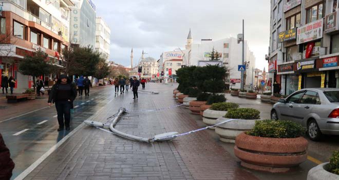 Bolu’da, fırtına nedeniyle direkler ve ağaçlar devrildi
