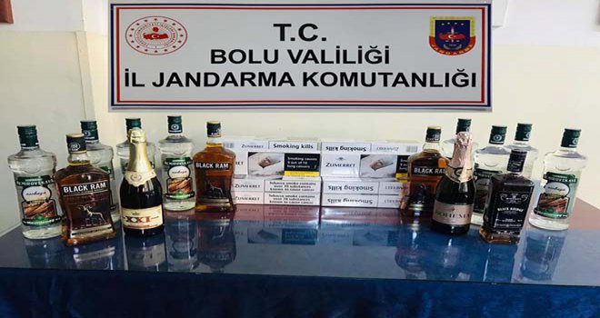 Bolu’da, kaçak içki ve sigara operasyonu