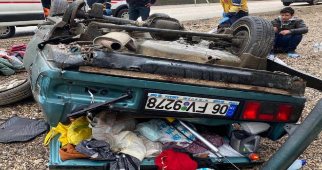 Bolu'da otomobil takla attı, 4 kişi yaralandı...