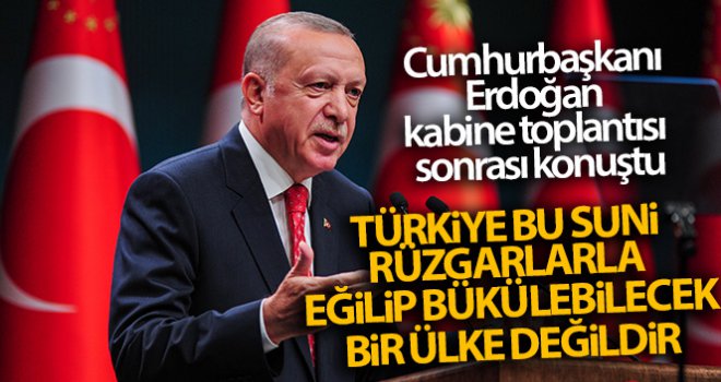 Cumhurbaşkanı Erdoğan: 'Türkiye bu suni rüzgarlarla eğilip bükülebilecek bir ülke değildir'