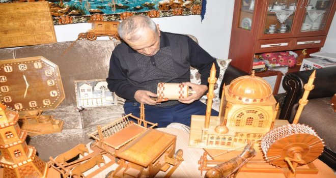 Emekli öğretmenin dededen gelen ahşap merakı atölye kurdurttu