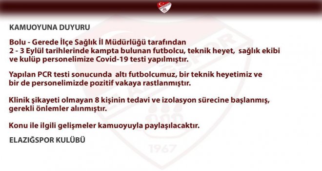 Gerede’de kamp yapan futbol takımında 8 pozitif vakaya rastlandı