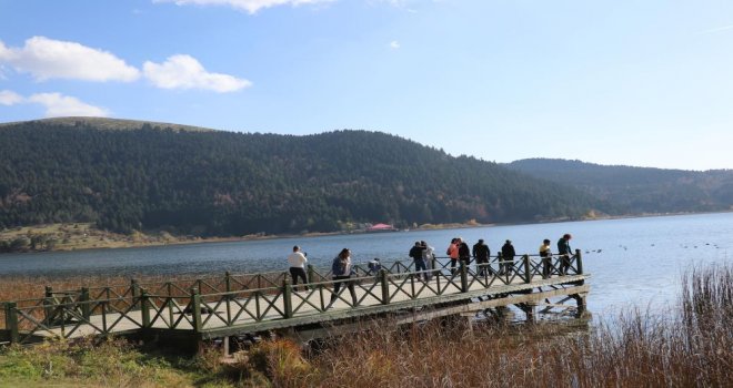 Kilometrelerce öteden gelerek sonbaharı Abant’ta yaşıyorlar