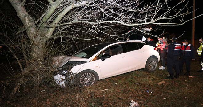 Kontrolden çıkan otomobil ağaca çarptı: 1 yaralı