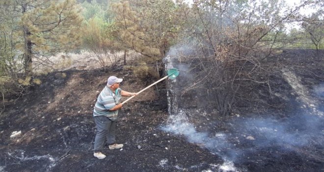 Orman yangını köylülerin de desteğiyle söndürüldü