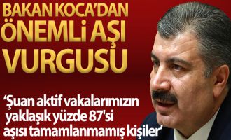 Bakan Koca: ‘Şuan aktif vakalarımızın yaklaşık yüzde 87’si aşısı tamamlanmamış kişiler’
