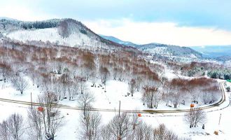Bolu Dağı kar yağışı sonrası havadan görüntülendi