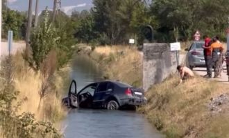 Bolu'da otomobil sulama kanalına uçtu……